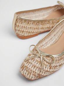 SHUZIA Giày bệt mũi vuông thanh lịch thoải mái cho nữ - Vàng - Xem 7