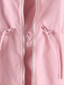 Sparklyn Girls' Minimalist Casual Drawstring Mid-Length Jacket Fall Winter - Pink - View 6