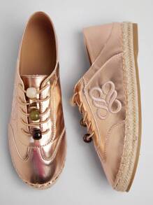 SHUZIA Giày vải đế xuồng thêu nhiều màu thời trang cho nữ - Hoa hồng vàng - Xem 6