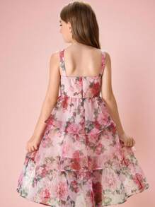 Tween Girl Chiffon Ditsy Floral Cami Dress - Multicolor - View 2