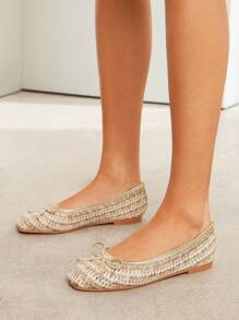 SHUZIA Giày bệt mũi vuông thanh lịch thoải mái cho nữ - Vàng - Xem 4