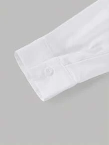 SHEIN Tween Girls White Blouse,Elegant Long Sleeve Shirt With Collar And Bishop Sleeves,Back-To-School,School Clothes For Teen Girl,Autumn Winter Fashion - White - View 6
