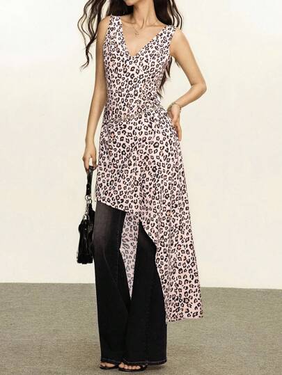 Rina Fox Women's Floral V-Neck Sexy Puritan Y2K Asymmetrical Hem Long Dress, Summer