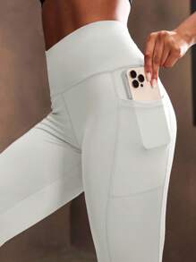 Powerista Women's Solid Color Pocket Simple Fitted High Waist Leggings Yoga Pants