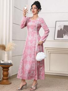 Yasmyna 侧系带甜心领荷叶边休闲海滩度假连衣裙，百搭舒适 - 彩色 - 查看 2