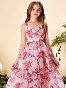 Tween Girl Chiffon Ditsy Floral Cami Dress - Multicolor - View 7