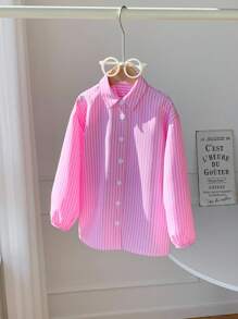 SHEIN 年轻女孩梭织纯色短款休闲衬衫