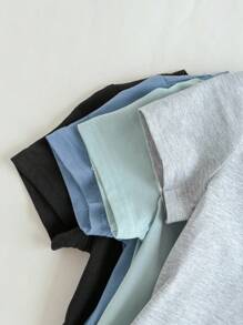 Loomiva 4pcs Set Baby Boy Rainbow Pattern Soft Knit Crew Neck Short Sleeve Pullover Top - Multicolor - View 4