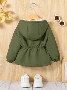 SHEIN 女婴拉链长袖连帽休闲保暖外套，秋冬 - 彩色 - 查看 2