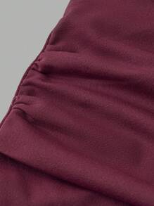 SHEIN Stylish Burgundy Polyester Asymmetrical Hem T-Shirt For Tween Girls, Girls One Shoulder Top, Tween One Shoulder Top Asymmetrical Top Girls Off Shoulder Top Tween