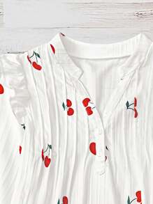 Linhara Áo thun dài tay in họa tiết quả anh đào cỡ lớn cho nữ đi nghỉ mát - Nhiều màu - Xem 3