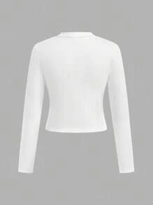 Filles préadolescentes 2 pièces/paquet T-shirt casual à col montant en tricot noir et blanc avec fermeture éclair avant, achetez-en 1 et obtenez-en 1 gratuitement, pour la rentrée scolaire, pour un port quotidien casual, hauts courts à manches longues pour préadolescentes, 2 paquets de hauts courts pour préadolescentes, Top court à manches longues pour filles, 2 paquets de hauts courts zippés pour filles, paquets de hauts courts, hauts serrés, hauts côtelés pour filles, 2 paquets de hauts serrés pour filles, hauts pour filles, hauts automne hiver