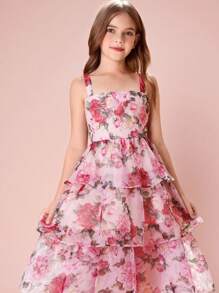 Tween Girl Chiffon Ditsy Floral Cami Dress - Multicolor - View 1