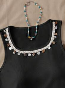 SHEIN LUNE Women Vacation Casual Pendant Decoration Tank Top