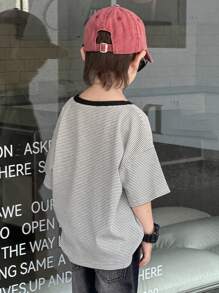 Dazy Kids Toddler Boys' Casual Loose T-Shirt, Letter Print - Grey - View 8