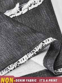 Sparklyn 少女星星印花圆领 T 恤和仿牛仔印花阔腿裤两件套，夏季休闲时尚服装，演唱会服装 - 白色 - 查看 8