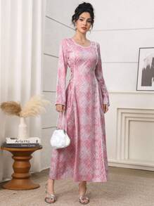 Yasmyna 侧系带甜心领荷叶边休闲海滩度假连衣裙，百搭舒适 - 彩色 - 查看 5