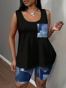 Slaydiva 度假/音乐节休闲复古纹理印花图案2件套加大码套装，适合夏季 - 彩色 - 查看 7