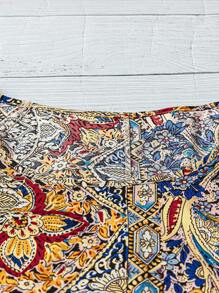 SHEIN LUNE 大码女式腰果花双层荷叶边袖衬衫 - 彩色 - 查看 4