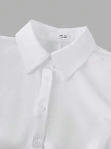 SHEIN Tween Girls White Blouse,Elegant Long Sleeve Shirt With Collar And Bishop Sleeves,Back-To-School,School Clothes For Teen Girl,Autumn Winter Fashion - White - View 4