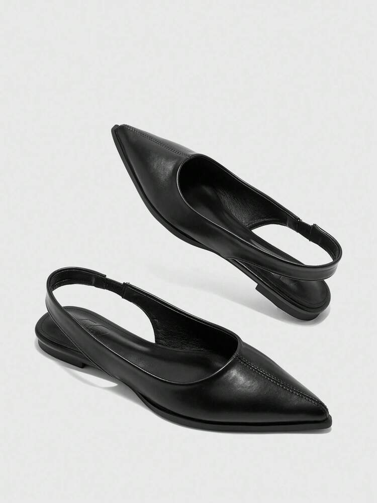 CUCCOO BIZCHIC Minimalist Solid Color Pointed Toe Flat Slip-On Casual Commuting Simple Basic Matching Backless Flat Shoes, Office Wear For Christmas Spring Shoes