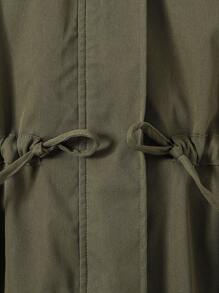 Daily Casual Zip-Up Hooded Tween Girls Coats Fall Winter - Army Green - View 3