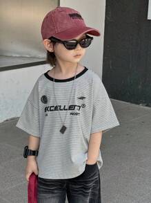 Dazy Kids Toddler Boys' Casual Loose T-Shirt, Letter Print - Grey - View 4