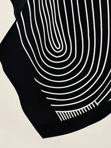 Franclia Asymmetrical Hem Casual Commuter Minimalist Women Blouse, Spring/Summer - Black and White - View 3