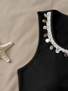 SHEIN LUNE Women Vacation Casual Pendant Decoration Tank Top