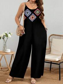 EMERY ROSE 加大码纹理花卉印花连体裤，夏季假期