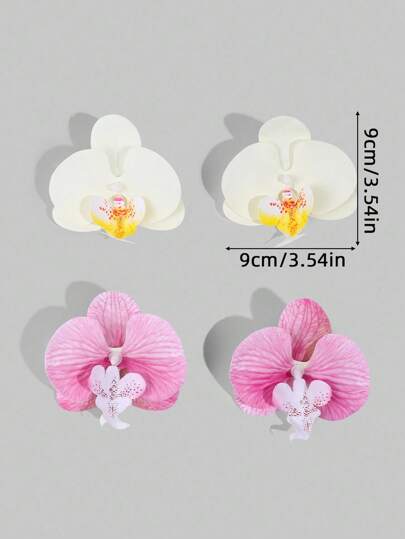 Kawaii 4pcs/Set Tropical Floral & Butterfly Decorative Shoe Charms, Suitable For Vacation, Travel And Holiday Shoes
