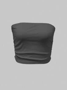 SHEIN SXY Top Bandeau Casual de Cor Sólida Feminino, Verão