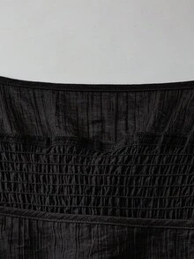 Sweetra 纯色复古哥特式束腰简约长裙 - 黑色 - 查看 3