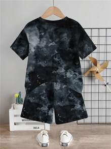 SHEIN 2 件装青少年男孩休闲简约电子游戏图案短袖圆领服装，适合夏季 - 彩色 - 查看 2
