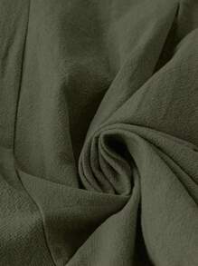 Breezaya 大码女式棉质腰带口袋翻折九分裤 - 橄欖綠 - 查看 7