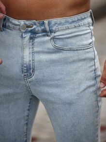 Manfinity Homme Pantalones vaqueros de unicolor para hombre, de moda para el verano - Lavado ligero - Ver 6