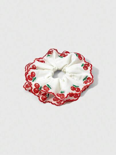 Fairycore 2-Layer Sweet Cherry Embroidered Hair Scrunchies