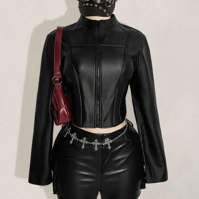 Plus Size Zip-Up Fi…