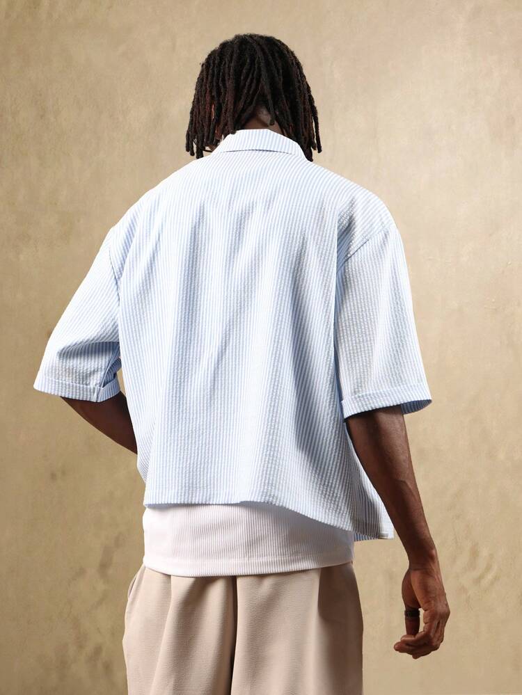 Church Window Print Button Down Shirt With Ocean View Design