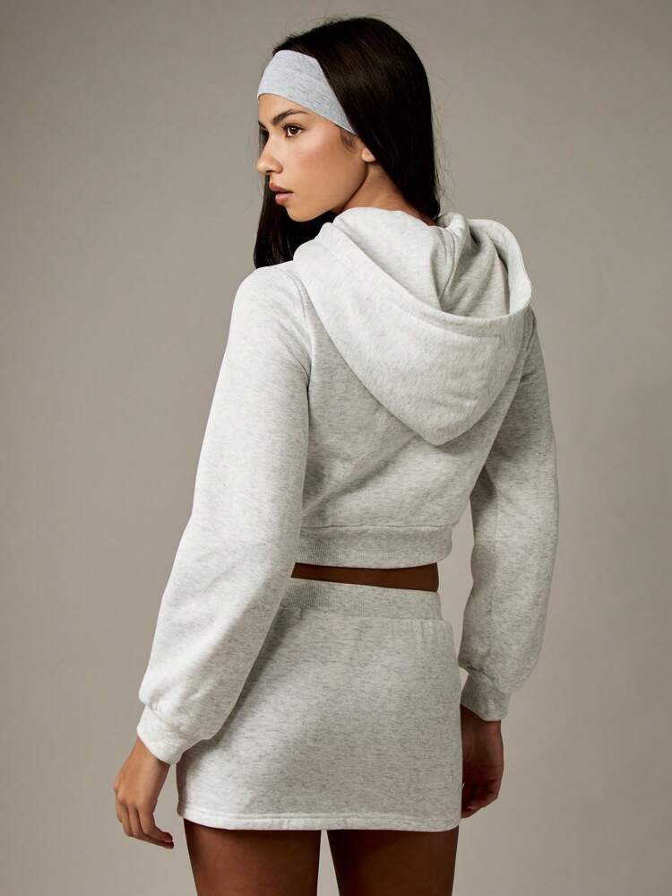 MISSGUIDED Ensemble sweat à capuche court boutonné sur le devant et mini-jupe