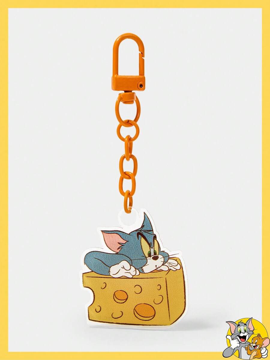 TOM & JERRY X SHEIN Cute Cheese & Cartoon Design Keychain - Multicolor - View 1