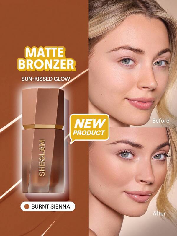 SHEGLAM Sun Beam Matte Liquid Bronzer-Burnt Sienna Bronzer Liquid Non-Greasy Long Lasting Natural Matte Bronzer Bronzing Weightless Contour Graduation Birthday Holiday Summer Fall Autumn Y2K Fancy Fashion Women Makeup Cosmetic Party Beach Travel Camping Outdoors School Campus Trip Festivals Decor Gift Present Rose Girl Cosplay Best Color Charm Vibe