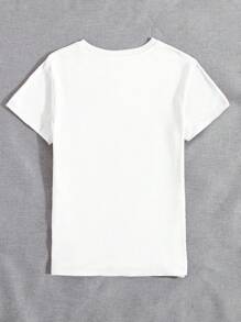 INAWLY 女士休闲花卉印花圆领短袖T恤，夏季 - 白色 - 查看 2