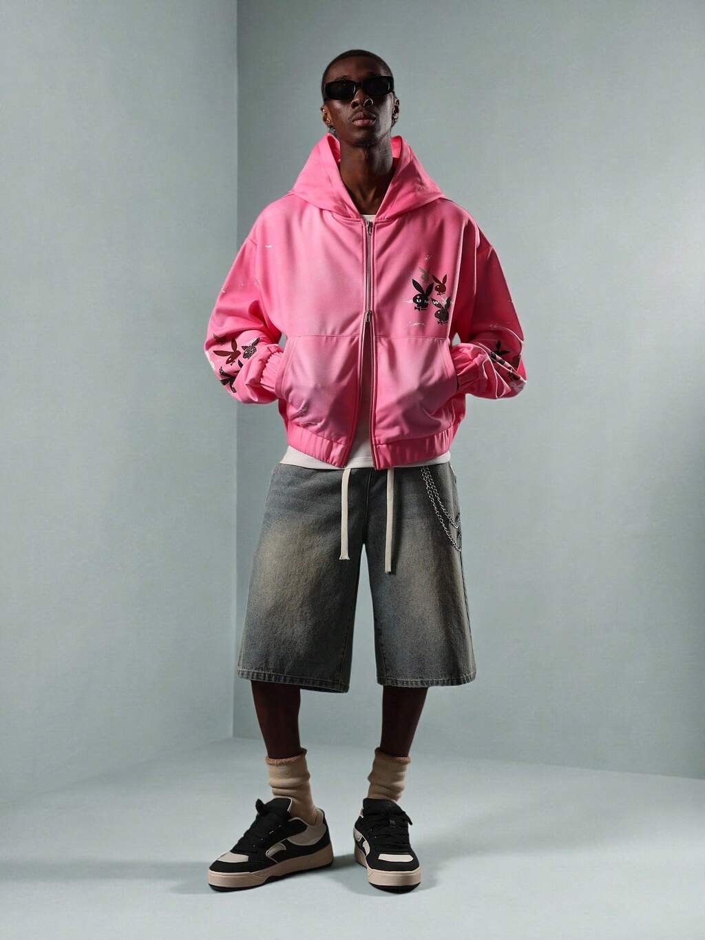 PLAYBOY X SUMWON Full Zip Hoodie With Bunny Logo Print Lightweight Streetwear Spring Autumn Festival Jacket Casual Urban Outerwear