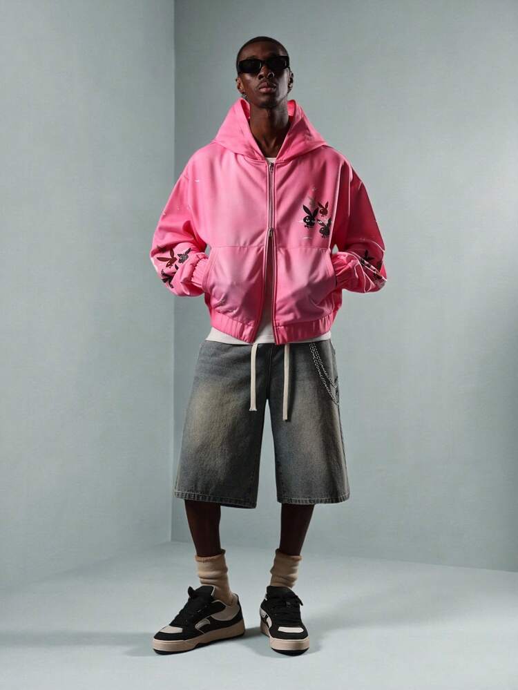 PLAYBOY X SUMWON Full Zip Hoodie With Bunny Logo Print Lightweight Streetwear Spring Autumn Festival Jacket Casual Urban Outerwear