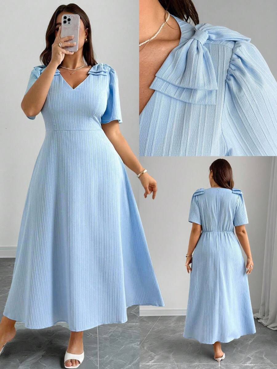 Vestidos sencillos de chiffon con escote en V Limón
