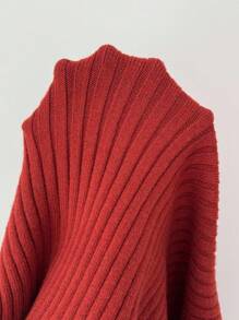 Elenzga 2pcs/Set Women Casual Solid Color Knitted Sweater And Skirt Set Fall Winter Cloth For Women - Burgundy - View 1