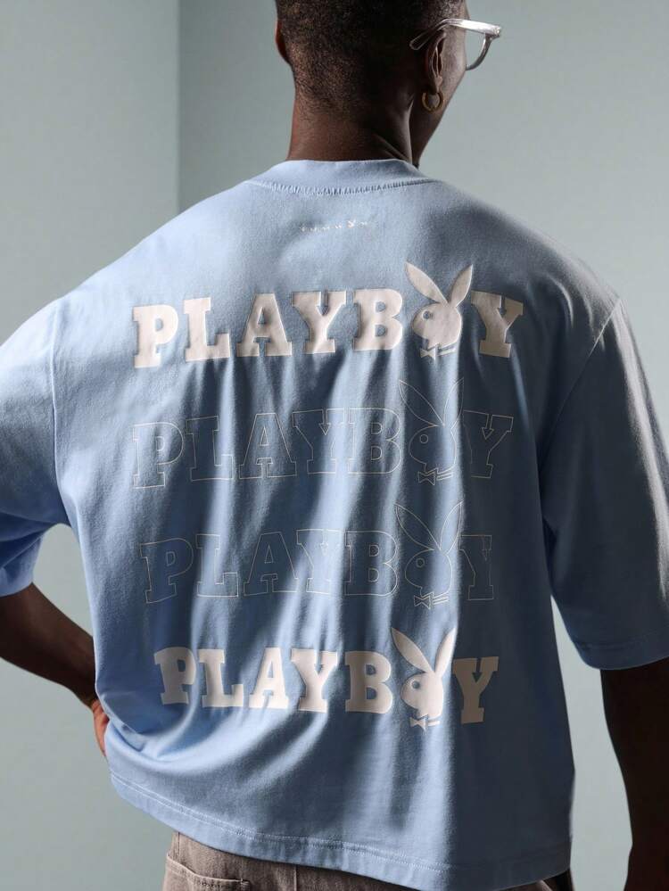 PLAYBOY X SUMWON Logo Print Boxy Cut Streetwear T-Shirt Classic Bunny Emblem Casual Lounge Cotton Tee Retro 90s Edition