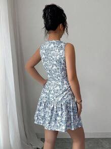 Selianne Váy ngắn thắt eo không tay in hoa thanh lịch phong cách Bohemian dành cho nữ, đan kiểu Pháp, thích hợp cho mùa tốt nghiệp, xuân/hè - Nhiều màu - Xem 2