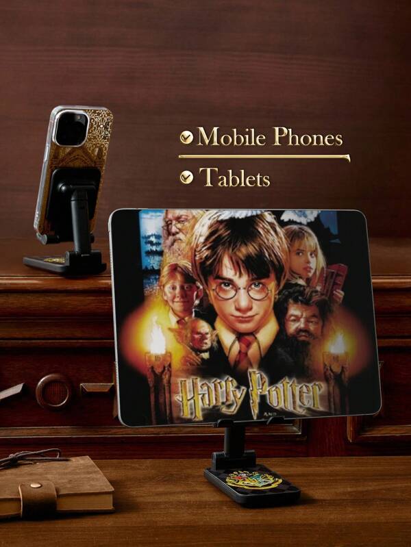 HARRY POTTER X SHEIN Adjustable Foldable Mobile Phone Stand, Compatible With Mobile Phones And Tablets, With Anti-Slip Base And Convenient Charging Port. Durable Mobile Phone Base With Protective Pad